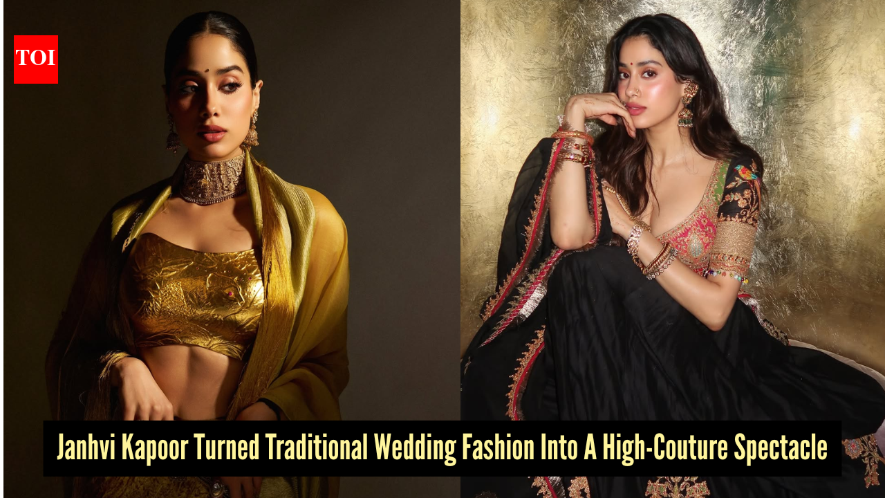 Janhvi Kapoor's 24K gold corset to black embroidered lehenga is wedding guest fashion at its boldest