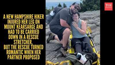 A New Hampshire hiker injured her leg on Mount Kearsarge and had to be carried down in a rescue stretcher, but the rescue turned romantic when her partner proposed
