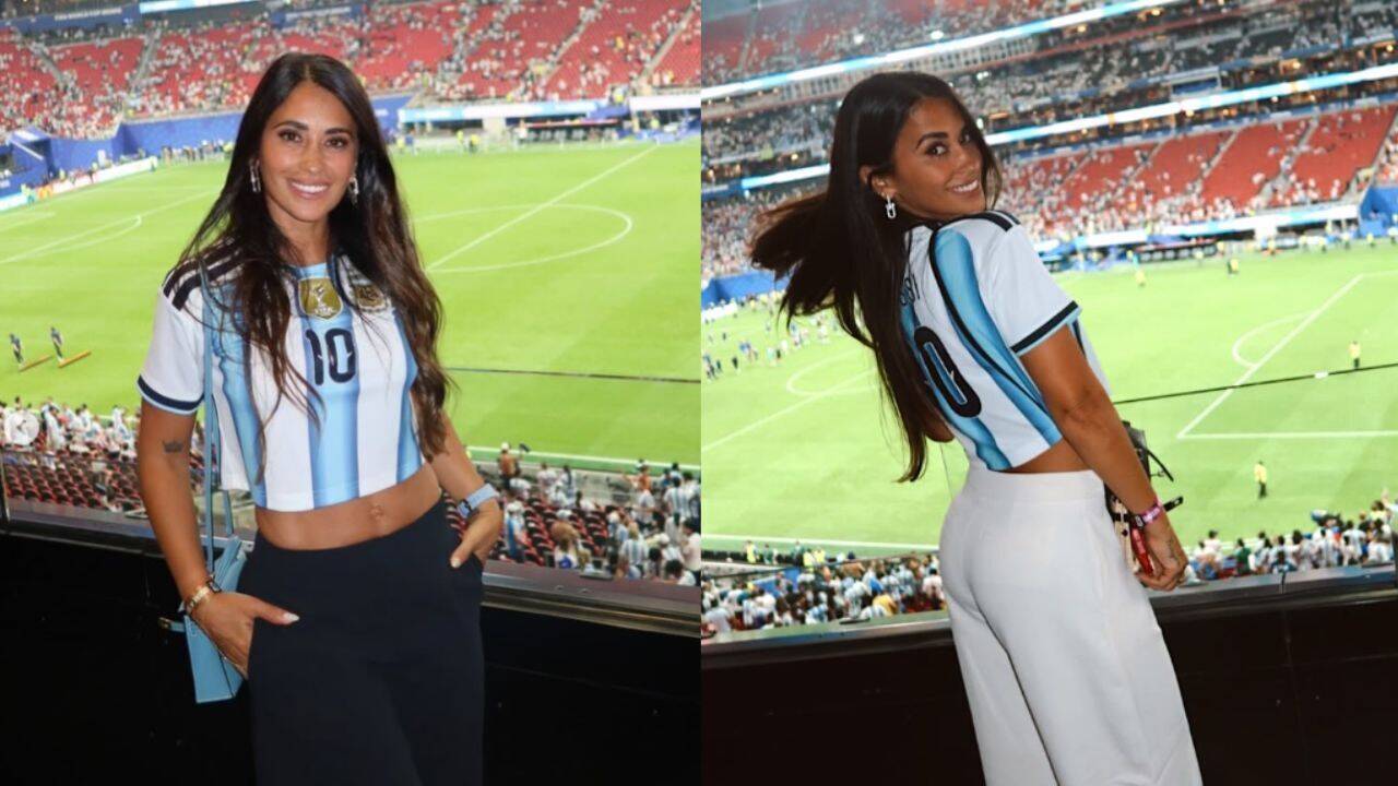 Antonela Roccuzzo stuns in ab-flexing Argentina fit as Lionel Messi leads the team to the FIFA World Cup Final