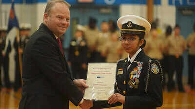 At 17, she leads nearly 300 US Navy cadets before school. Now, she's one step closer to becoming a naval officer