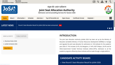 JoSAA counselling 2026: Round 5 seat allotment result released at josaa.nic.in; complete online reporting by July 20