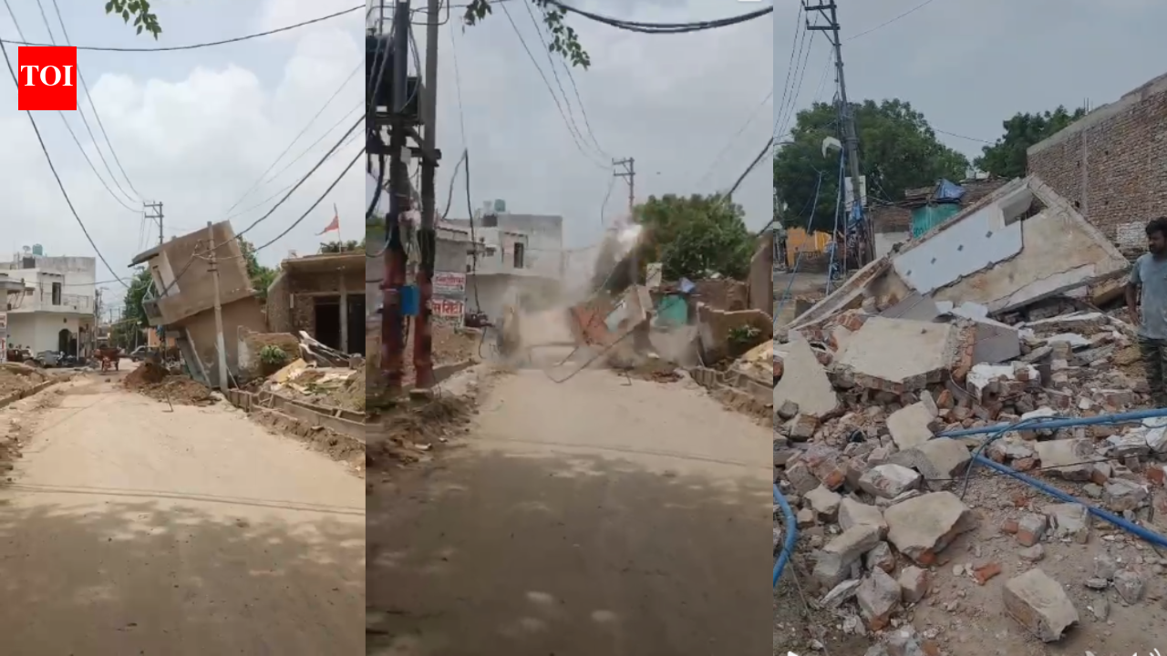 2-storey house collapses during drain excavation in Greater Noida