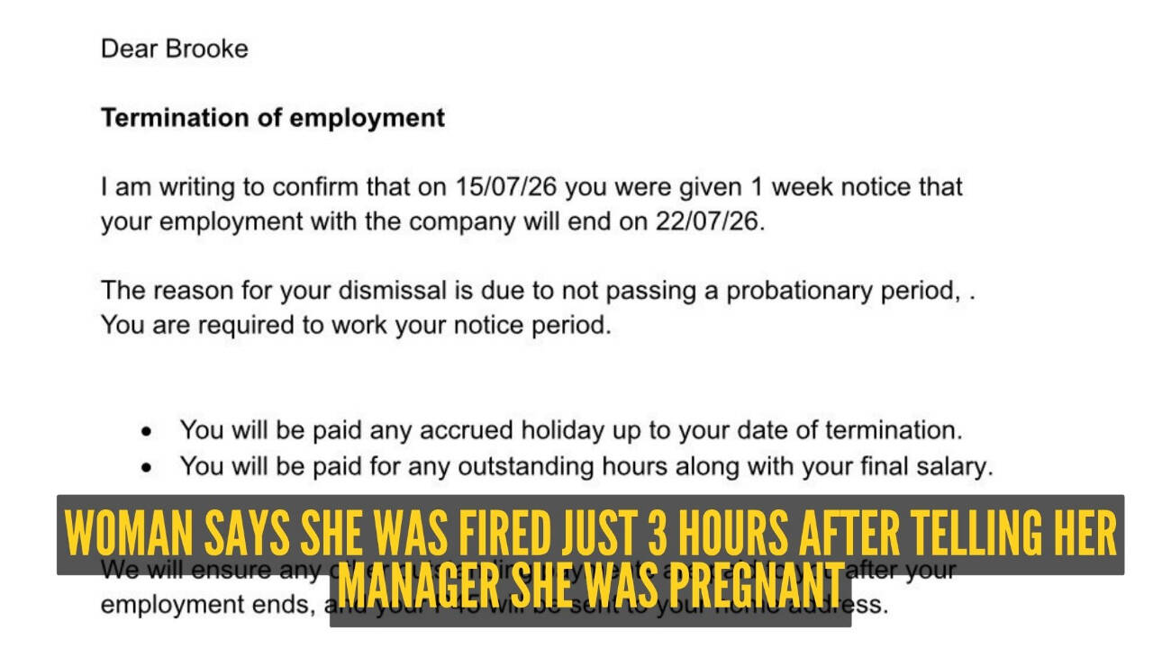 Woman says she was fired just 3 hours after telling her manager she was pregnant: ‘I feel so betrayed and stupid’