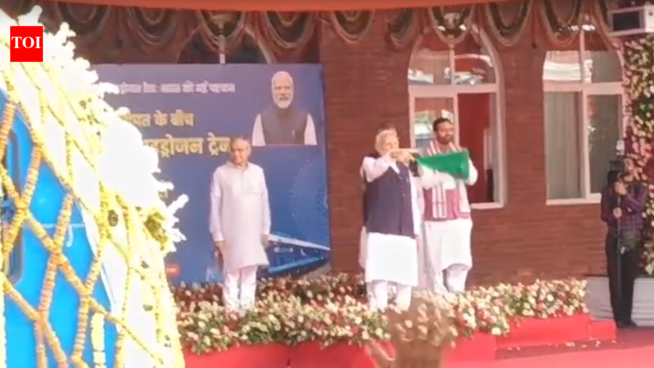 Prime minister Narendra Modi flags off India's first Hydrogen train