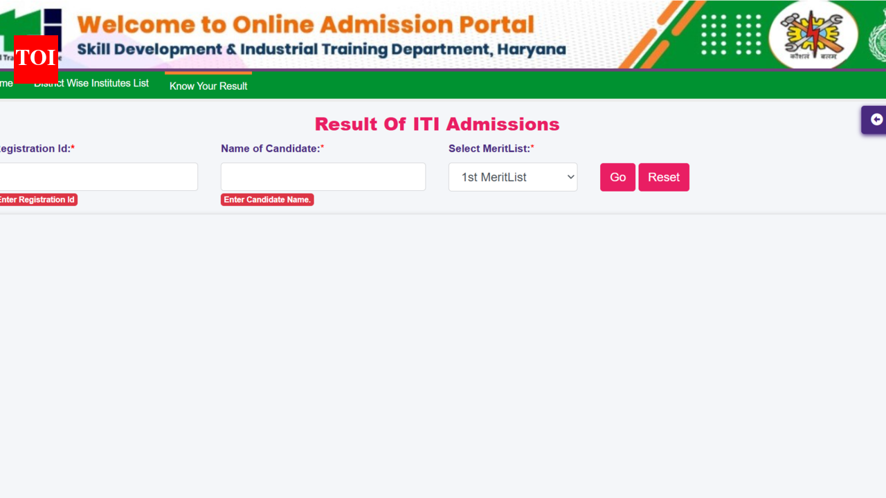 Haryana ITI admission result 2026 out at admissions.itiharyana.gov.in: Direct link to download first merit list here
