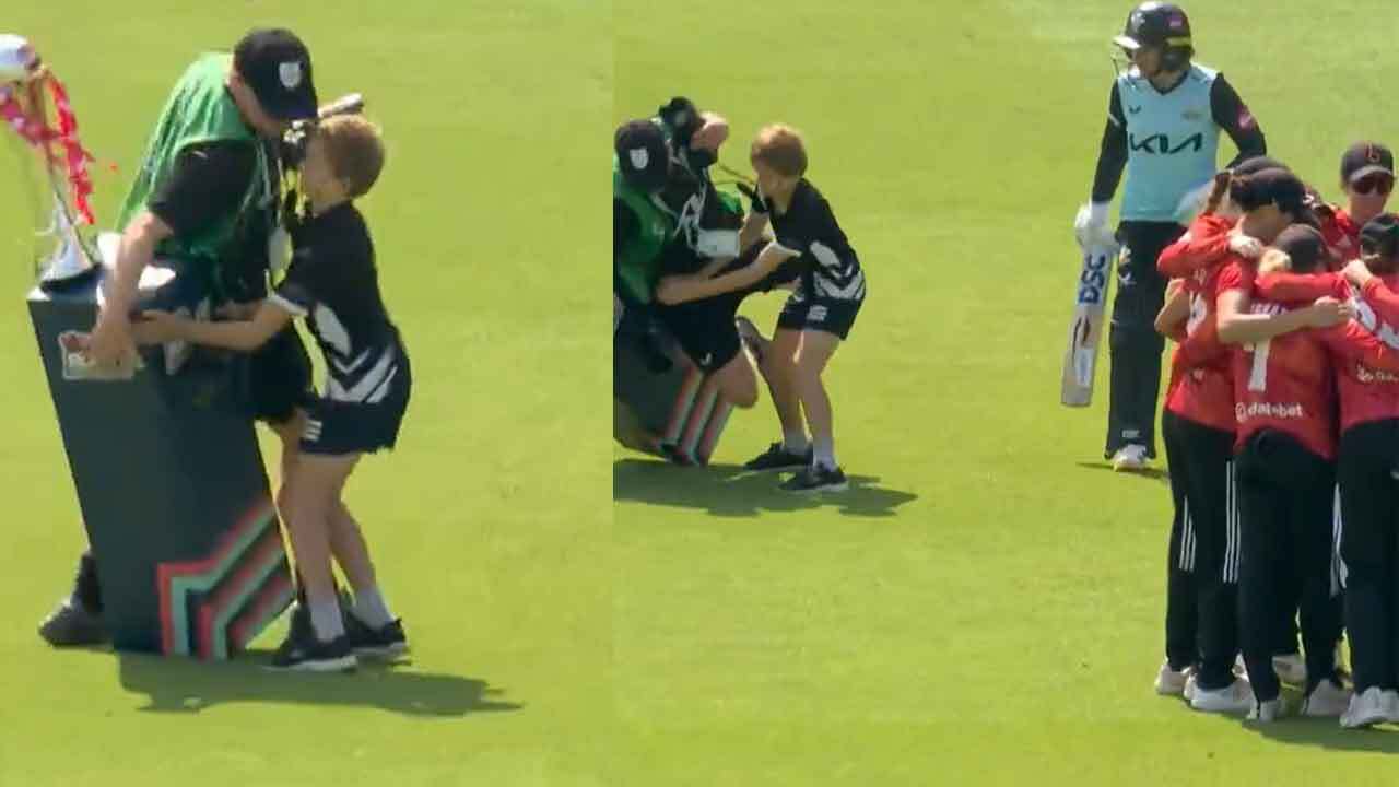 Cameraman trips over T20 Blast trophy before semifinal