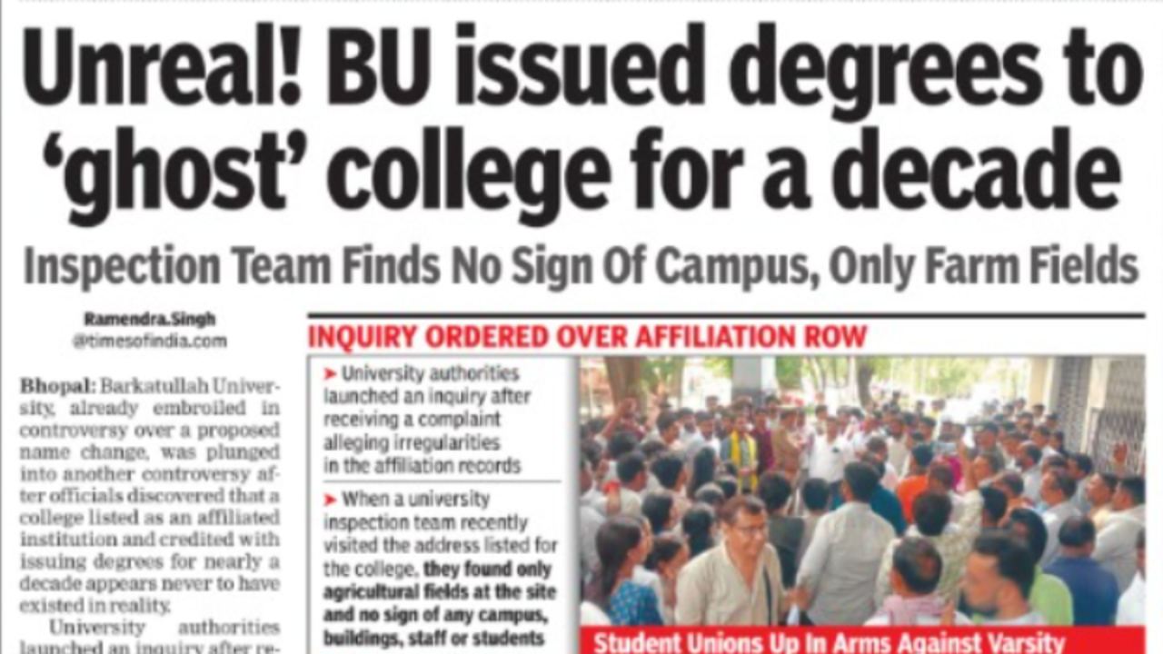 Probe identifies four ‘ghost’ colleges in Bhopal