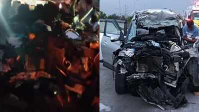 4 dead after speeding car hits a lorry in Vishakhapatnam