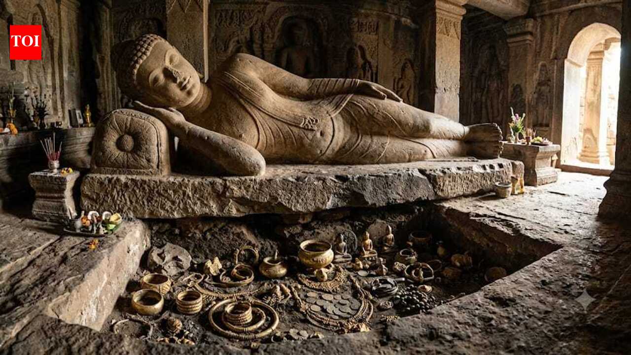 Workers digging beneath a 1,300-year-old reclining Buddha in Thailand uncovered 33 ancient gold, silver and bronze treasures