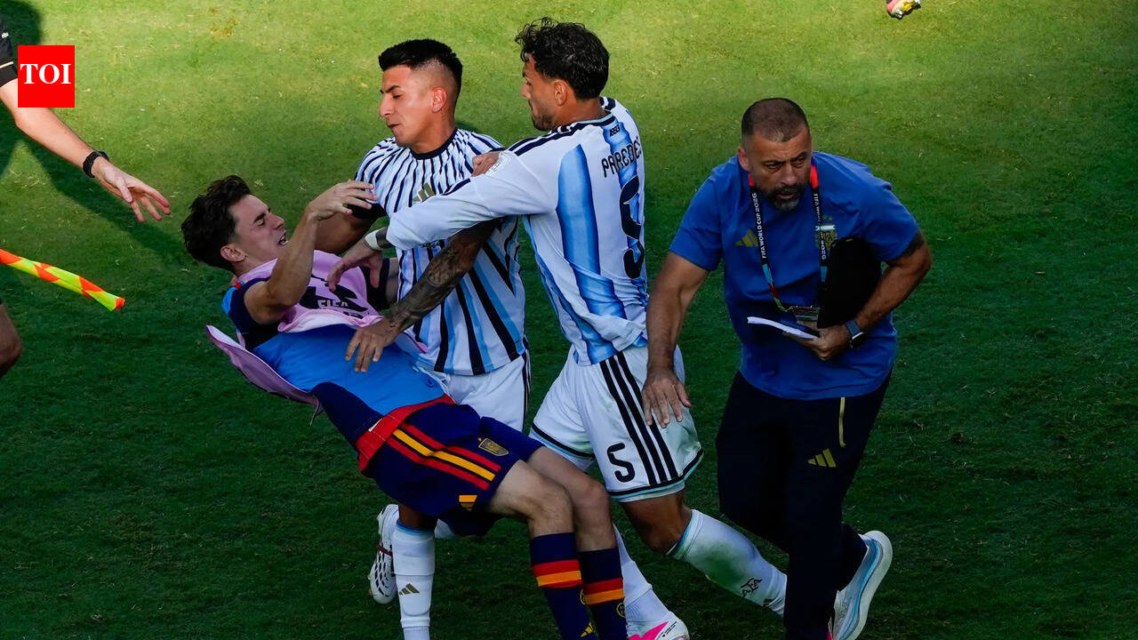 'A disgrace': Argentina star sent off after grabbing Spain player's throat after loss