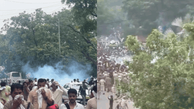 CJP Parliament march: Tear gas shells fired as protesters attempt to breach barricades near Shastri Bhawan; security intensified across central Delhi