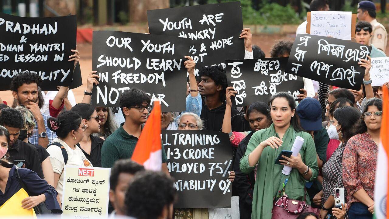 NEET fiasco: Students, parents stage protest in Bengaluru demanding answers
