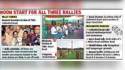Three Martyrs’ Day rallies at three points may choke city heart today