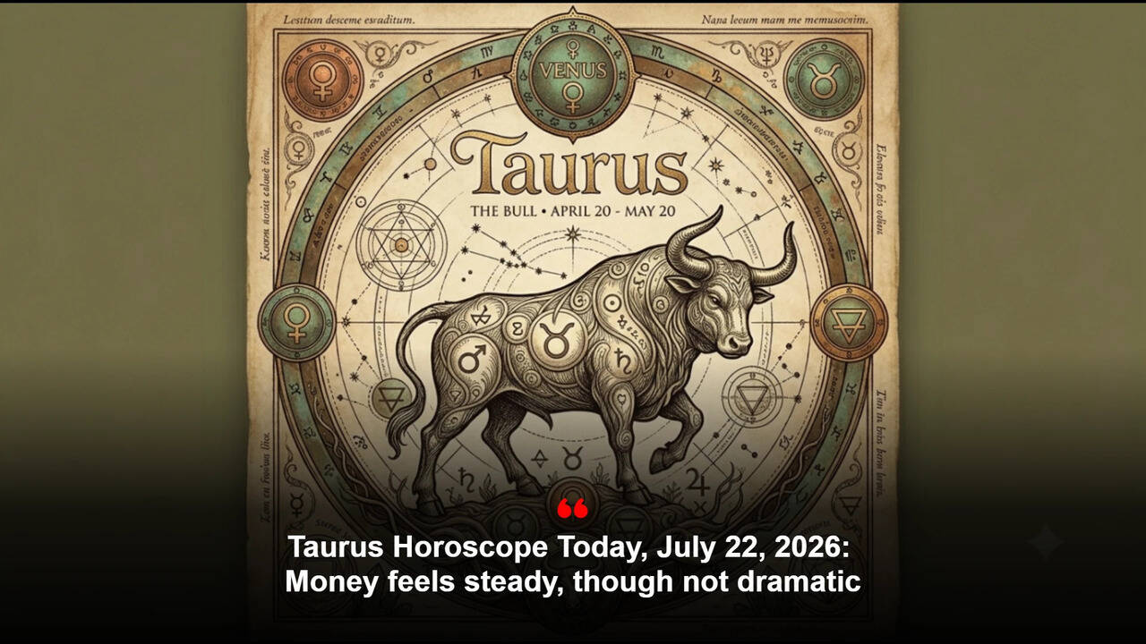 Taurus Horoscope Today, July 22, 2026: Money feels steady, though not dramatic