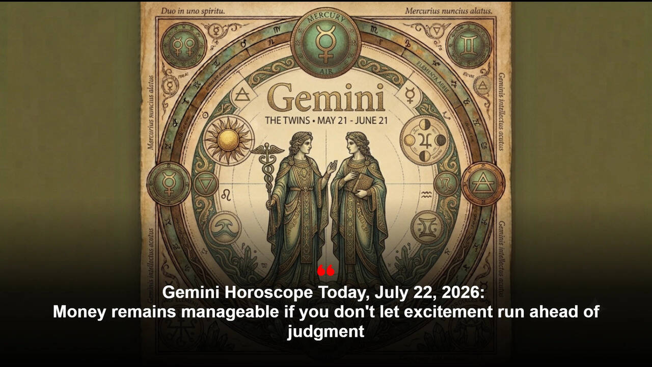 Gemini Horoscope Today, July 22, 2026: Money remains manageable if you don't let excitement run ahead of judgment