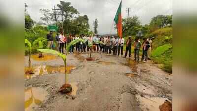 Villagers put bantest over pothole-ridden roads in Madikeri