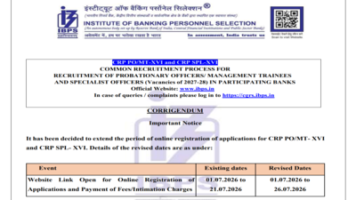 IBPS PO, SO Recruitment 2026: Registration deadline extended to July 26, check application steps