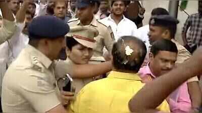 BJP MLA lands alone for party protest at Congress office, gets pelted with eggs