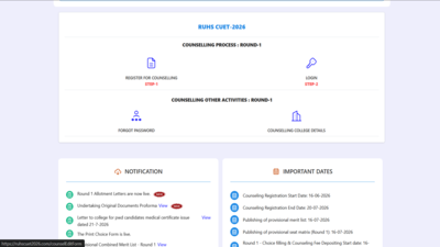 RUHS CUET round 1 seat allotment result 2026 released at https://ruhscuet2026.com/counsel: Direct link to download here