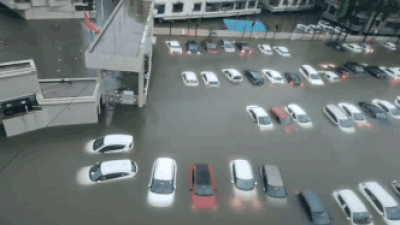 Watch: Cars submerged as heavy rain floods parking lot in Gujarat's Valsad