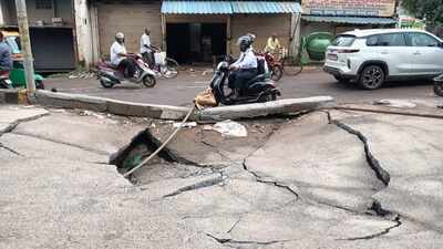 Cuttack road caves in days after restoration work