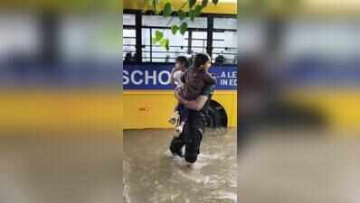 Deluge disrupts school commute,police teams turn rescuers