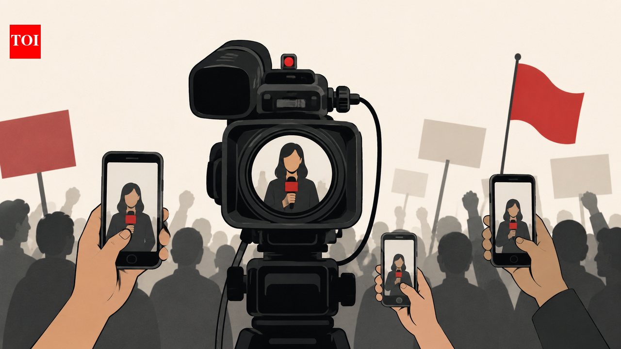 The media came to cover the protest. Then protesters turned the cameras on them