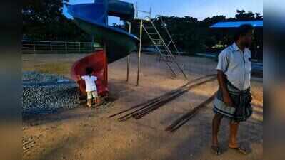 Construction debris inside corporation park in Chennai’s Madhavaram sparks safety concerns
