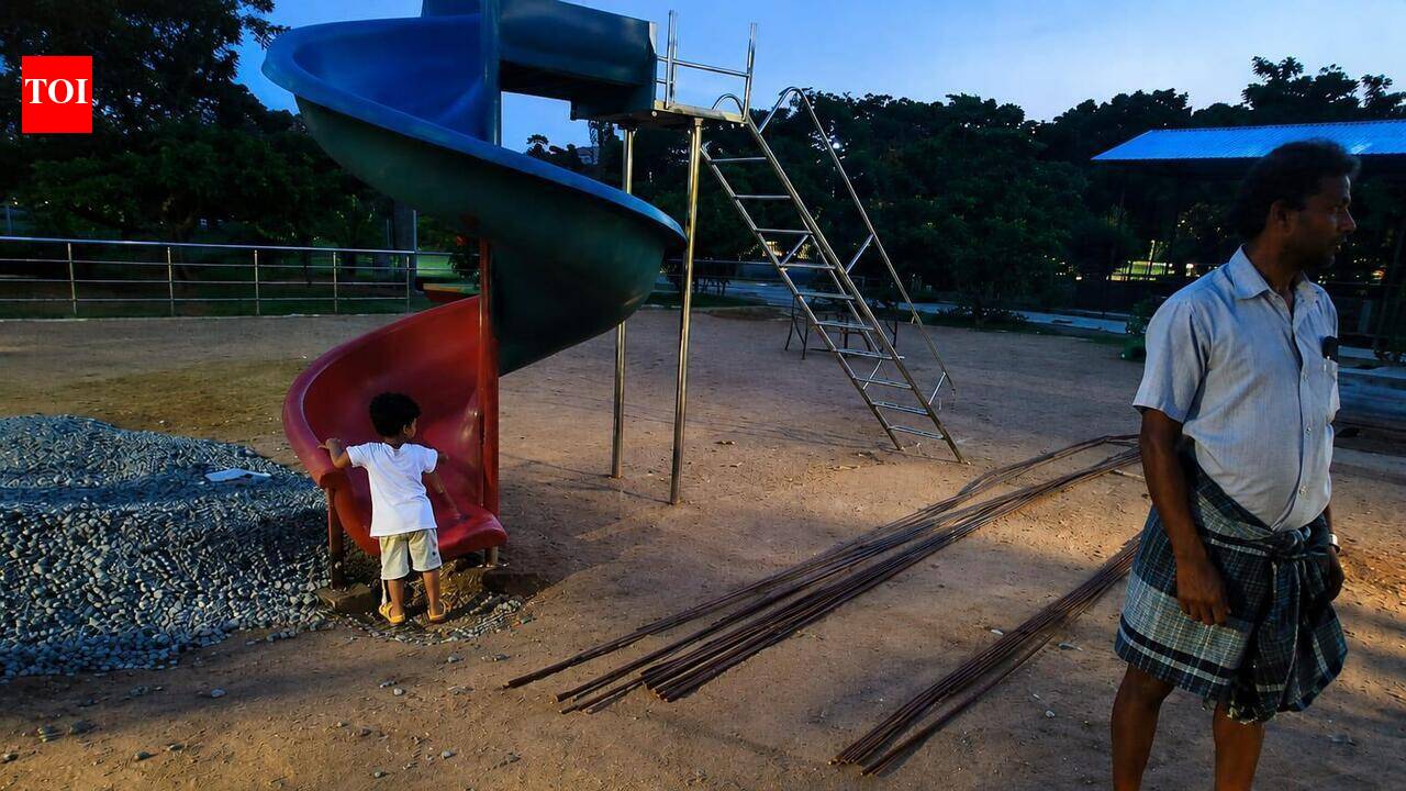 Construction debris inside corporation park in Chennai’s Madhavaram sparks safety concerns