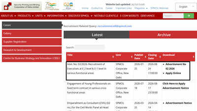 SPMCIL Assistant Manager Recruitment 2026 starts at spmcil.com and applications are open till August 24