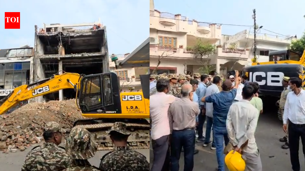 32 days after deadly blaze, LDA begins demolition of Aliganj building that claimed 15 lives