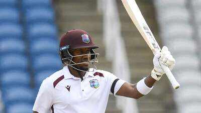 WI vs PAK 1st Test: Kavem Hodge's unbeaten 83 helps West Indies reach 194/3 against Pakistan on rain-hit Day 1