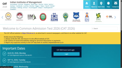 CAT 2026 notification out at iimcat.ac.in; registration begins August 3