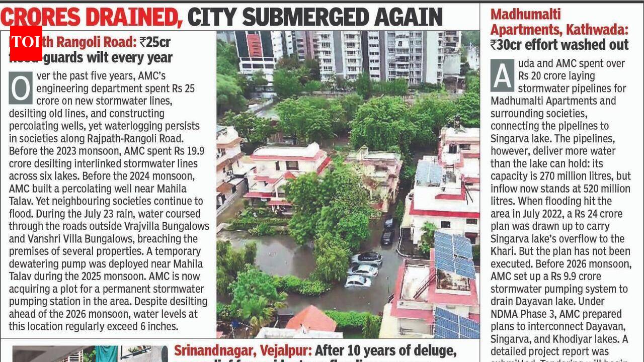 Ahmedabad: Rs 60 crore flood-proofing infra always sinks in 3 spots