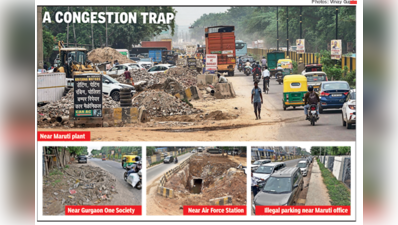 Traffic crawls as Old Delhi-Gurgaon Road chokes under civic neglect