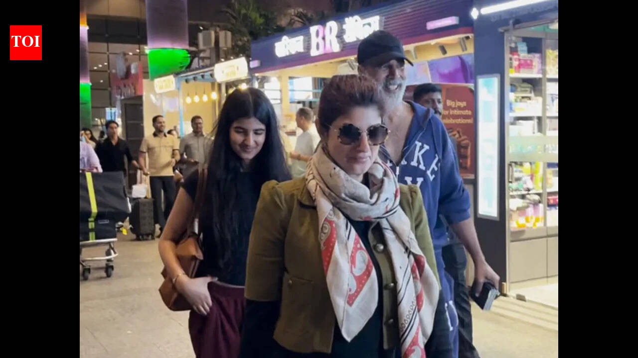Akshay Kumar, Twinkle Khanna and daughter Nitara return to Mumbai after family vacation in London