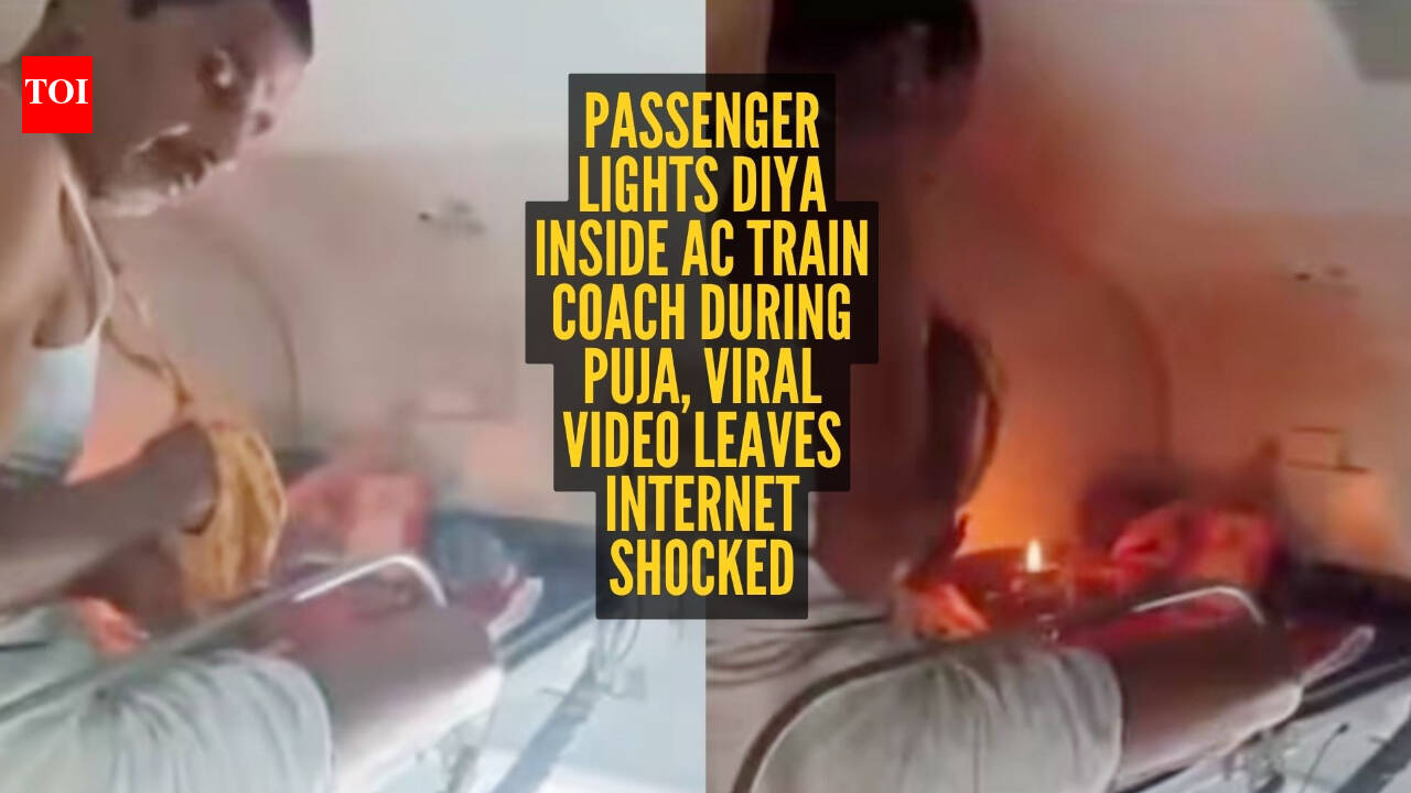 “Puja paath ho raha hai, diya lag raha hai.: Passenger lights diya inside AC train coach during puja; viral video raises questions over safety