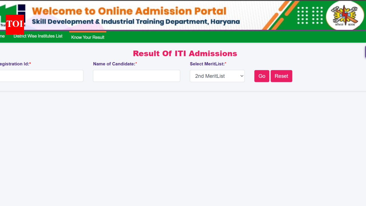 Haryana ITI round 2 merit list 2026 released at admissions.itiharyana.gov.in: Direct link to download here - The Times of India