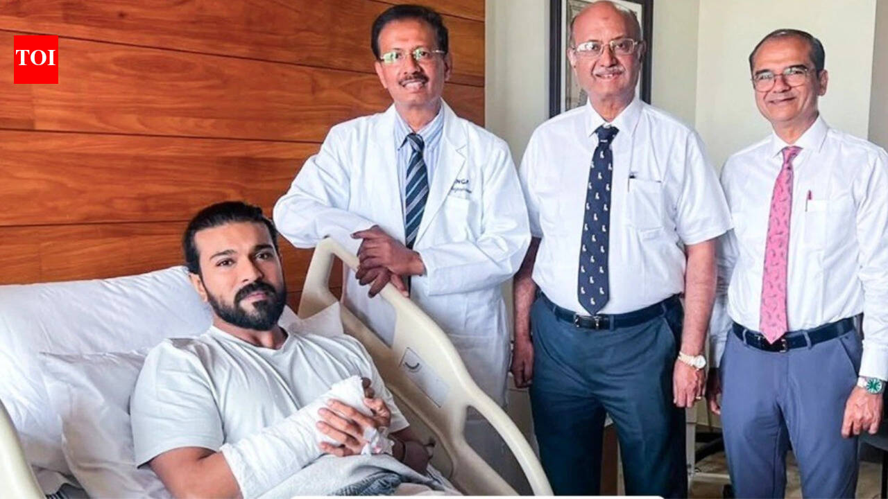 Ram Charan smiles from hospital bed after successful wrist surgery; fans wish him speedy recovery
