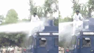 'Water cannons roar, protester climbs atop vehicle': Dramatic scenes at Waris Punjab De stir demanding Amritpal Singh's release