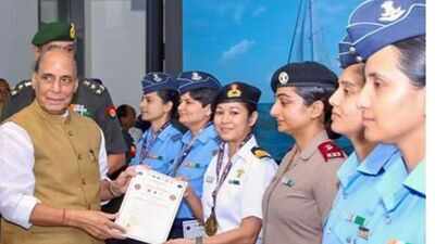 'Inspired every daughter of India': Rajnath Singh honours all-women crew of IASV Triveni