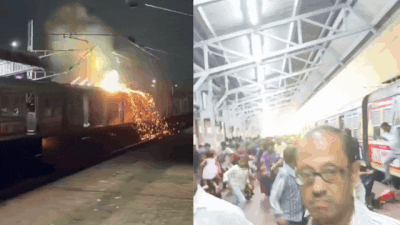 Watch: Commuters jump off local train as overhead wire snaps at Kolkata's  Dakshineswa railway station