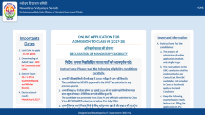 JNVST Class 6 application 2027 closes today at cbseitms.rcil.gov.in: Direct link to apply here