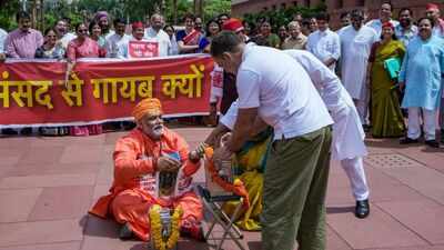 Watch: Saffron-clad Pappu Yadav, opposition stage Ram Temple donation theft skit in Parliament