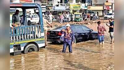 West Ahmedabad waterlogged, commuters stranded