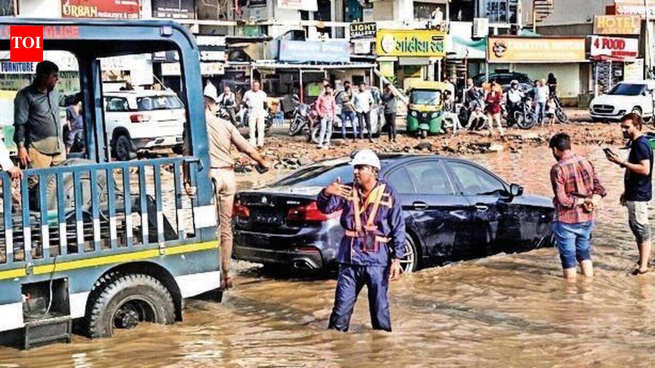 West Ahmedabad waterlogged, commuters stranded
