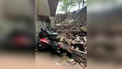 50 two-wheelers damaged as hospital retaining wall collapses in Pune