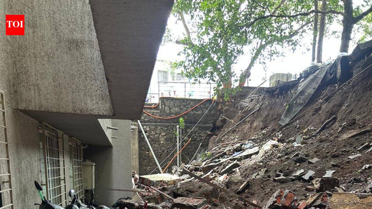50 two-wheelers damaged as hospital retaining wall collapses in Pune