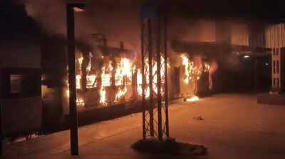 Fire engulfs passenger train coach