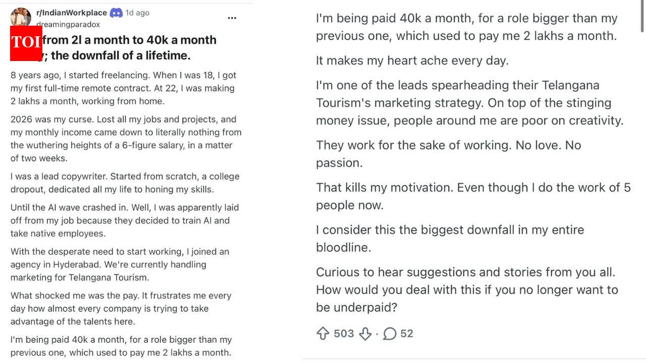 ‘I went from ₹2 lakh to ₹40,000 a month’: Copywriter claims AI cost him his high-paying career